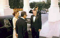 President Nixon greets the Shah of Iran and Empress Farah at the White House, 07/24/1973